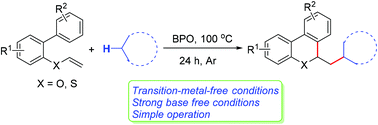 Graphical abstract: BPO-promoted direct oxidative C–H functionalization of unactivated alkanes into 6-alkyl-6H-benzo[c]chromenes under transition-metal-free conditions
