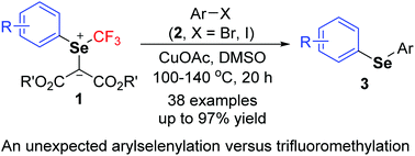 Graphical abstract: Cu-Mediated arylselenylation of aryl halides with trifluoromethyl aryl selenonium ylides