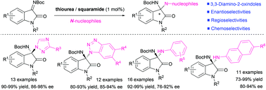 Graphical abstract: Enantioselective construction of 3-substituted 3-amino-2-oxindoles containing an N,N-ketal skeleton via organocatalyzed aza-addition of isatin imines