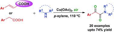 Graphical abstract: Cu-Catalysed oxidative amidation of cinnamic acids/arylacetic acids with 2° amines: an efficient synthesis of α-ketoamides