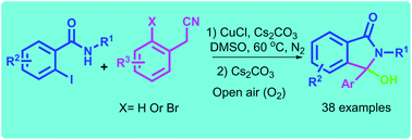 Graphical abstract: Copper-catalysed synthesis of 3-hydroxyisoindolin-1-ones from benzylcyanide 2-iodobenzamides