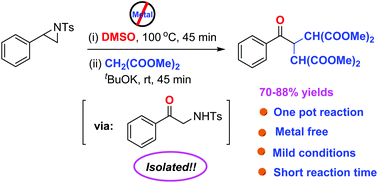 Graphical abstract: A new tandem synthesis of bis(β,β′-dialkoxy carbonyl) compounds by oxidative cleavage of aziridines under metal-free conditions