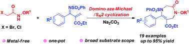 Graphical abstract: Synthesis of 1,4-diazepinone derivatives via a domino aza-Michael/SN2 cyclization of 1-azadienes with α-halogenoacetamides