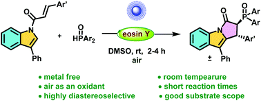 Graphical abstract: Visible-light-driven metal-free aerobic synthesis of highly diastereoselective phosphinoylpyrroloindoles