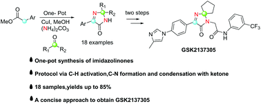 Graphical abstract: Novel one-pot synthesis of imidazolinones from esters: a concise synthesis of GSK2137305