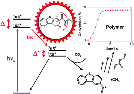 Graphical abstract: A substituent para-to-ortho positioning effect drives the photoreactivity of a dibenzothiophene-based oxalate series used as LED-excitable free radical photoinitiators