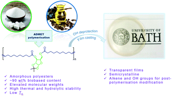 Graphical abstract: Polymers from sugars and unsaturated fatty acids: ADMET polymerisation of monomers derived from d-xylose, d-mannose and castor oil