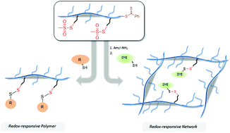 Graphical abstract: Thiol-reactive thiosulfonate group containing copolymers: facile entry to disulfide-mediated polymer conjugation and redox-responsive functionalizable networks