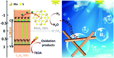 Graphical abstract: 1T-phase MoS2 quantum dots as a superior co-catalyst to Pt decorated on carbon nitride nanorods for photocatalytic hydrogen evolution from water