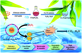 Graphical abstract: In situ hydroxyl radical generation using the synergism of the Co–Ni bimetallic centres of a developed nanocatalyst with potent efficiency for degrading toxic water pollutants