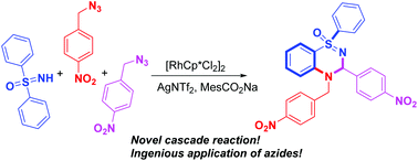 Graphical abstract: Rhodium(iii)-catalyzed tandem reaction: efficient synthesis of dihydrobenzo thiadiazine 1-oxide derivatives