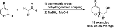 Graphical abstract: Catalytic enantioselective cross-dehydrogenative coupling of 3,6-dihydro-2H-pyrans with aldehydes