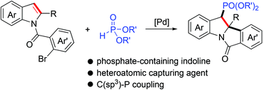 Graphical abstract: Palladium-catalyzed dearomative arylphosphorylation of indoles