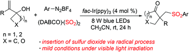 Graphical abstract: Photoredox-catalyzed sulfonylation of alkenylcyclobutanols with the insertion of sulfur dioxide through semipinacol rearrangement
