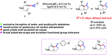 Graphical abstract: Rh(i)-Catalyzed stereoselective intramolecular cycloaddition reactions of ene-vinylidenecyclopropanes for the construction of fused 6,5-bicyclic skeletons with a quaternary all-carbon stereocenter