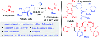 Graphical abstract: Visible-light-mediated de-aminative alkylation of N-arylamines with alkyl Katritzky salts