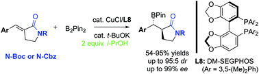 Graphical abstract: Copper(i)/DM-SEGPHOS-catalyzed enantio- and diastereoselective conjugate boration to α-alkylidene-γ-lactams
