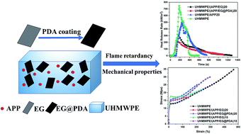 Graphical abstract: Simultaneously enhanced mechanical properties and flame retardancy of UHMWPE with polydopamine-coated expandable graphite