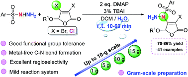 Graphical abstract: Quick construction of a C–N bond from arylsulfonyl hydrazides and Csp2–X compounds promoted by DMAP at room temperature