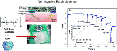 Graphical abstract: A cellulose/β-cyclodextrin nanofiber patch as a wearable epidermal glucose sensor