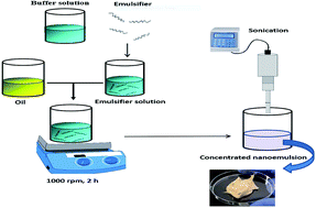 Graphical abstract: Formation of concentrated triglyceride nanoemulsions and nanogels: natural emulsifiers and high power ultrasound