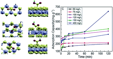 Graphical abstract: Revealing the role of the 1T phase on the adsorption of organic dyes on MoS2 nanosheets