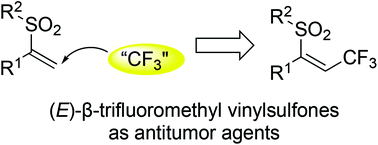 Graphical abstract: Combinatorial synthesis and biological evaluations of (E)-β-trifluoromethyl vinylsulfones as antitumor agents