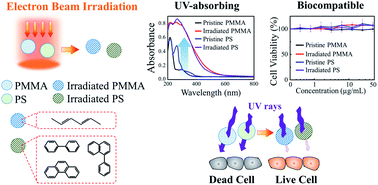 Graphical abstract: Biocompatible UV-absorbing polymer nanoparticles prepared by electron irradiation for application in sunscreen
