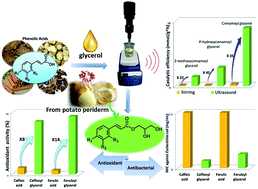 Graphical abstract: Ultrasonic-promoted enzymatic preparation, identification and multi-active studies of nature-identical phenolic acid glycerol derivatives