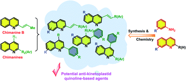 Graphical abstract: Recent synthetic efforts in the preparation of 2-(3,4)-alkenyl (aryl) quinoline molecules towards anti-kinetoplastid agents
