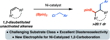 Graphical abstract: Ni-catalyzed 1,2-benzylboration of 1,2-disubstituted unactivated alkenes