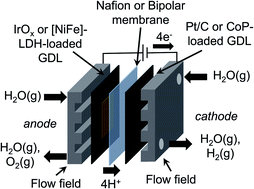 Graphical abstract: Vapor-fed electrolysis of water using earth-abundant catalysts in Nafion or in bipolar Nafion/poly(benzimidazolium) membranes