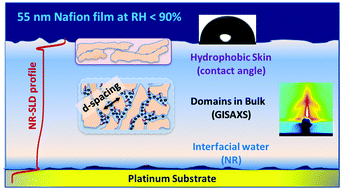 Graphical abstract: Cross-correlated humidity-dependent structural evolution of Nafion thin films confined on a platinum substrate