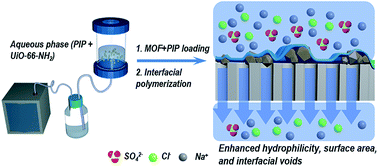 Graphical abstract: MOF-positioned polyamide membranes with a fishnet-like structure for elevated nanofiltration performance