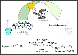 Graphical abstract: Facile synthesis of a recyclable Pd-rGO/CNT/CaFe2O4 nanocomposite with high multifunctional photocatalytic activity under visible light irradiation