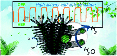 Graphical abstract: 3D self-supported Ni nanoparticle@N-doped carbon nanotubes anchored on NiMoN pillars for the hydrogen evolution reaction with high activity and anti-oxidation ability