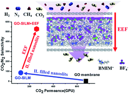 Graphical abstract: Selectively tuning gas transport through ionic liquid filled graphene oxide nanoslits using an electric field