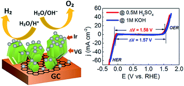 Graphical abstract: Iridium on vertical graphene as an all-round catalyst for robust water splitting reactions