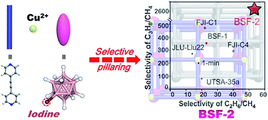 Graphical abstract: Pillar iodination in functional boron cage hybrid supramolecular frameworks for high performance separation of light hydrocarbons