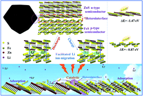 Graphical abstract: In situ engineered ZnS–FeS heterostructures in N-doped carbon nanocages accelerating polysulfide redox kinetics for lithium sulfur batteries