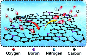 Graphical abstract: Synergetic effect of pyrrolic-N and doped boron in mesoporous carbon for electrocatalytic ozone production