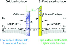 Graphical abstract: Modification of the p-GaP(001) work function by surface dipole bonds formed in sulfide solution