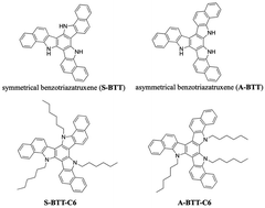 Graphical abstract: Synthesis, characterization, and hole-transporting properties of benzotriazatruxene derivatives
