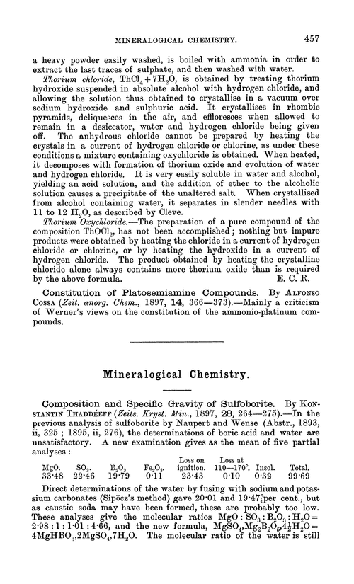 Mineralogical chemistry