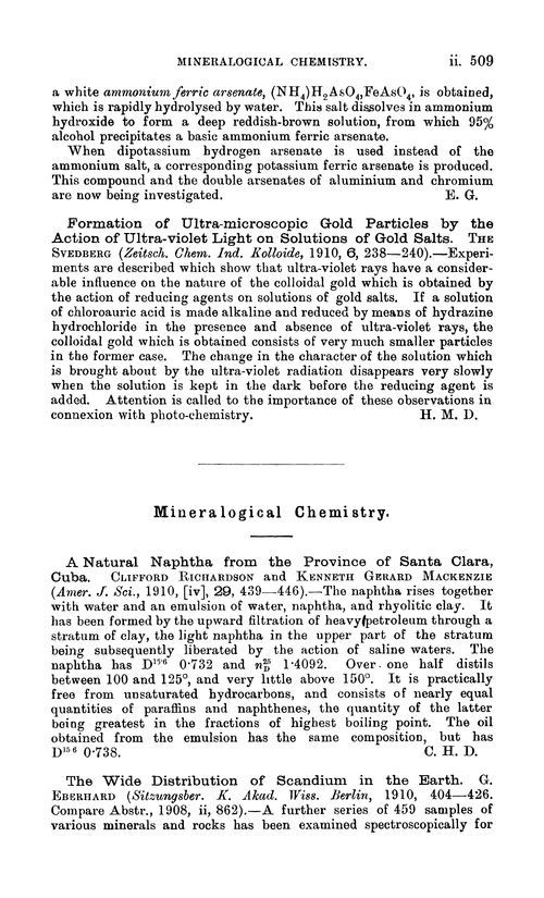 Mineralogical chemistry