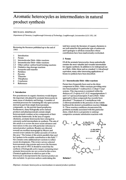 Aromatic heterocycles as intermediates in natural product synthesis