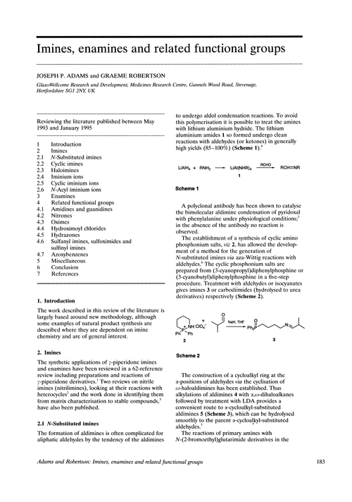 Imines, enamines and related functional groups