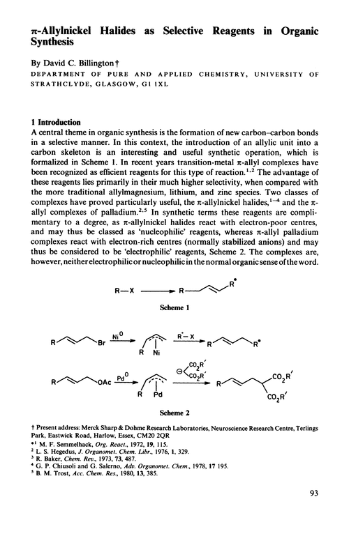 π-Allylnickel halides as selective reagents in organic synthesis