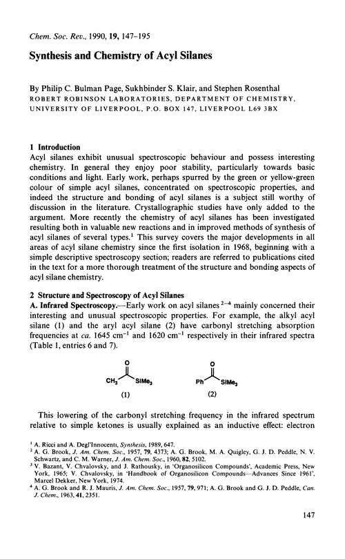 Synthesis and chemistry of acyl silanes