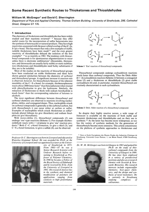 Some recent synthetic routes to thioketones and thioaldehydes